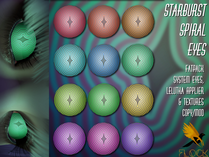 Second Life Marketplace - [FLOCK] - Starburst Spiral Eyes - FATPACK